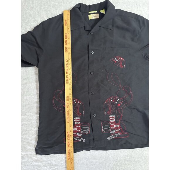 Cubavera Vintage Men's Size Large L Button Shirt Embroidered Poker Cards & Chips - Picture 6 of 7